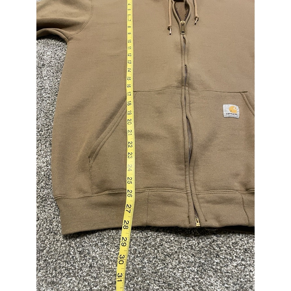 Carhartt full zip hooded sweatshirt Mens M Tan Brown Workwear Durable Rugged - Picture 7 of 7